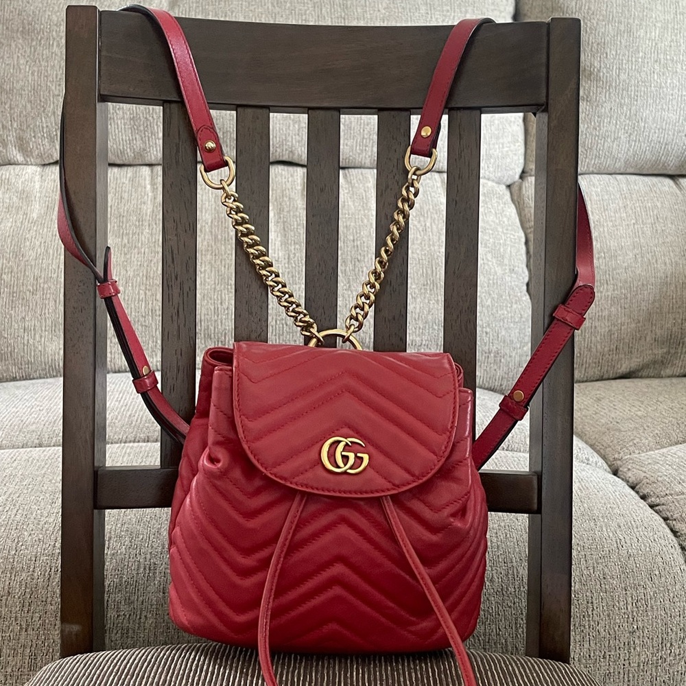 Gucci Matelasse Leather GG Marmont Mini Backpack